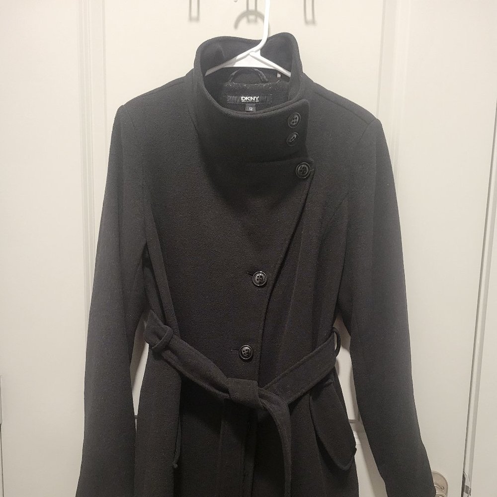 DKNY Fit and Flare Peacoat, Black